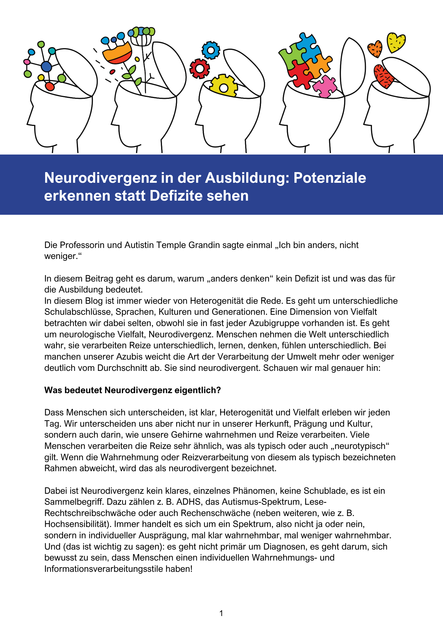 Blogbeitrag: Neurodivergenz bei Azubis