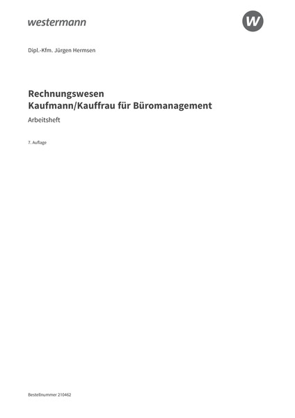 Rechnungswesen Kaufmann Kauffrau für Büromanagement Arbeitsheft 7