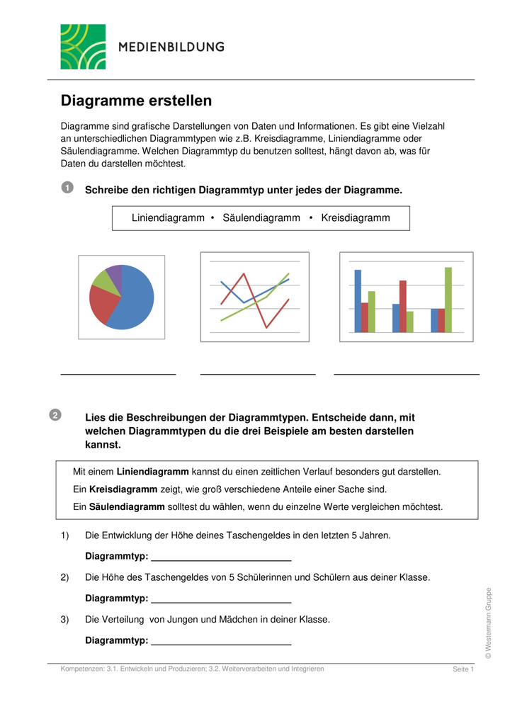 Diagramme Erstellen Arbeitsblatt Zur Medienbildung Verlage Der Westermann Gruppe