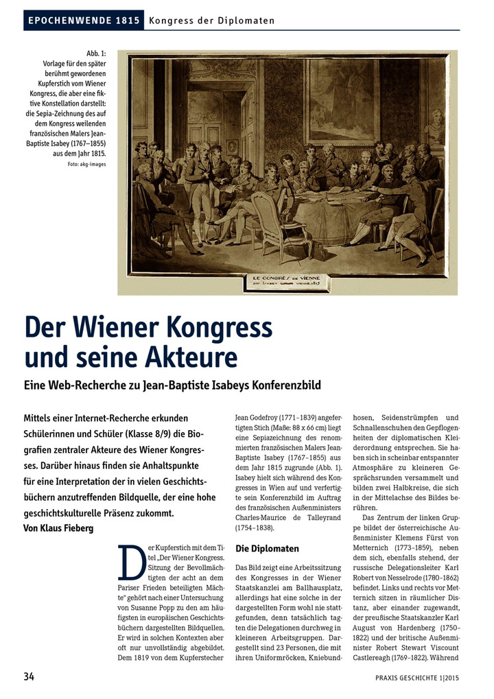 Der Wiener Kongress Und Seine Akteure Eine Web Recherche Zu Jean