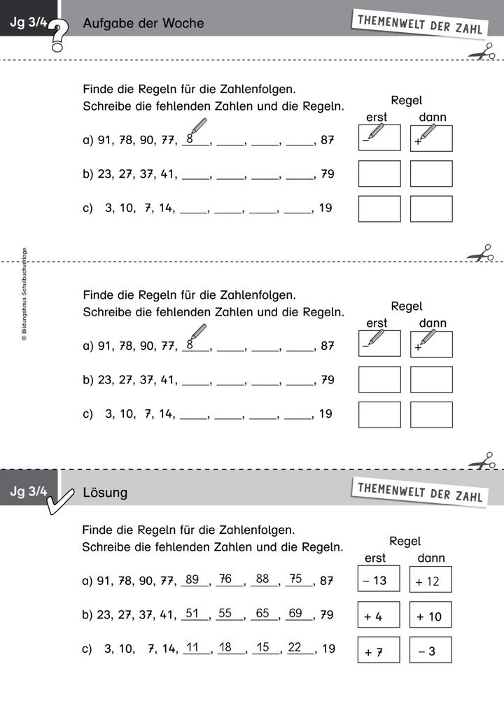 Themenwelt der Zahl: Aufgabe der Woche 04/2015 - Addieren und