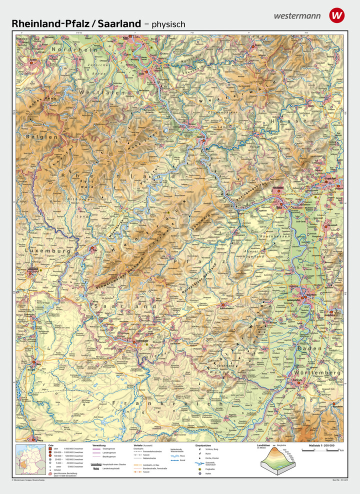 Rheinland-Pfalz / Saarland - Vorderseite physisch / Rückseite politisch