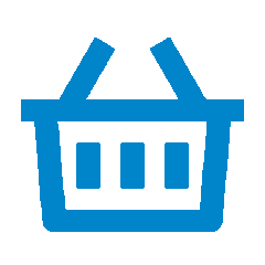 blaues Icon eines Einkaufkorbs