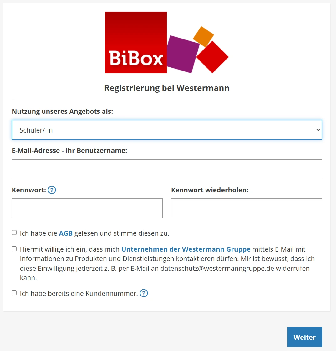 Registrierung mit E-Mail-Adresse und Kennwort