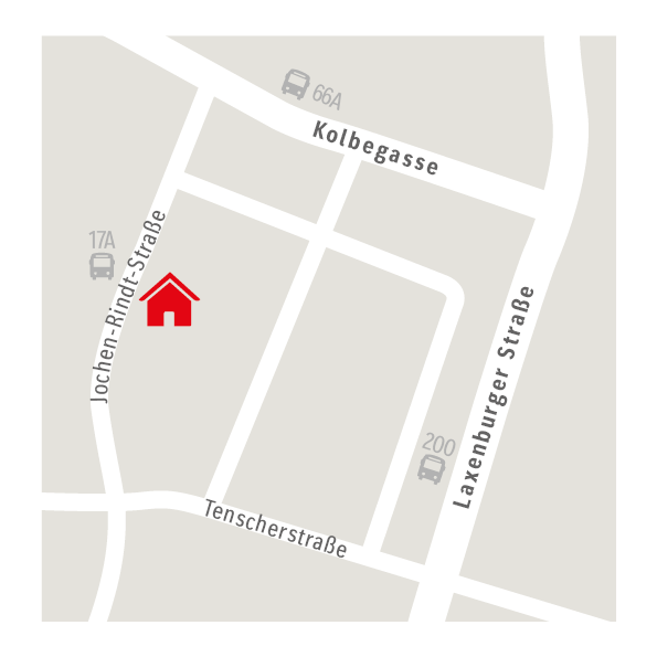 Abbildung einer Straßenkarte mit markiertem Standort