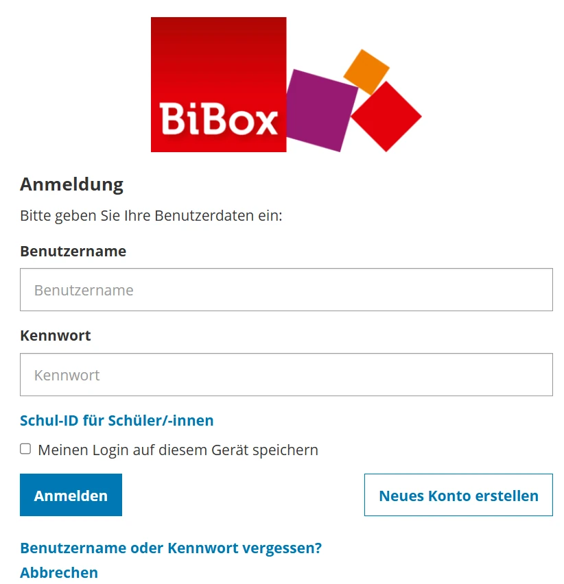 Anmeldemaske mit der Schaltfl&auml;che Neues Konto erstellen