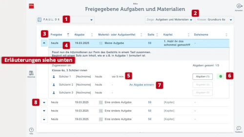 Screenshot Freigabeübersicht