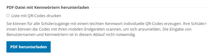 Screenshot: Ansicht der Darstellung der Kennwörter