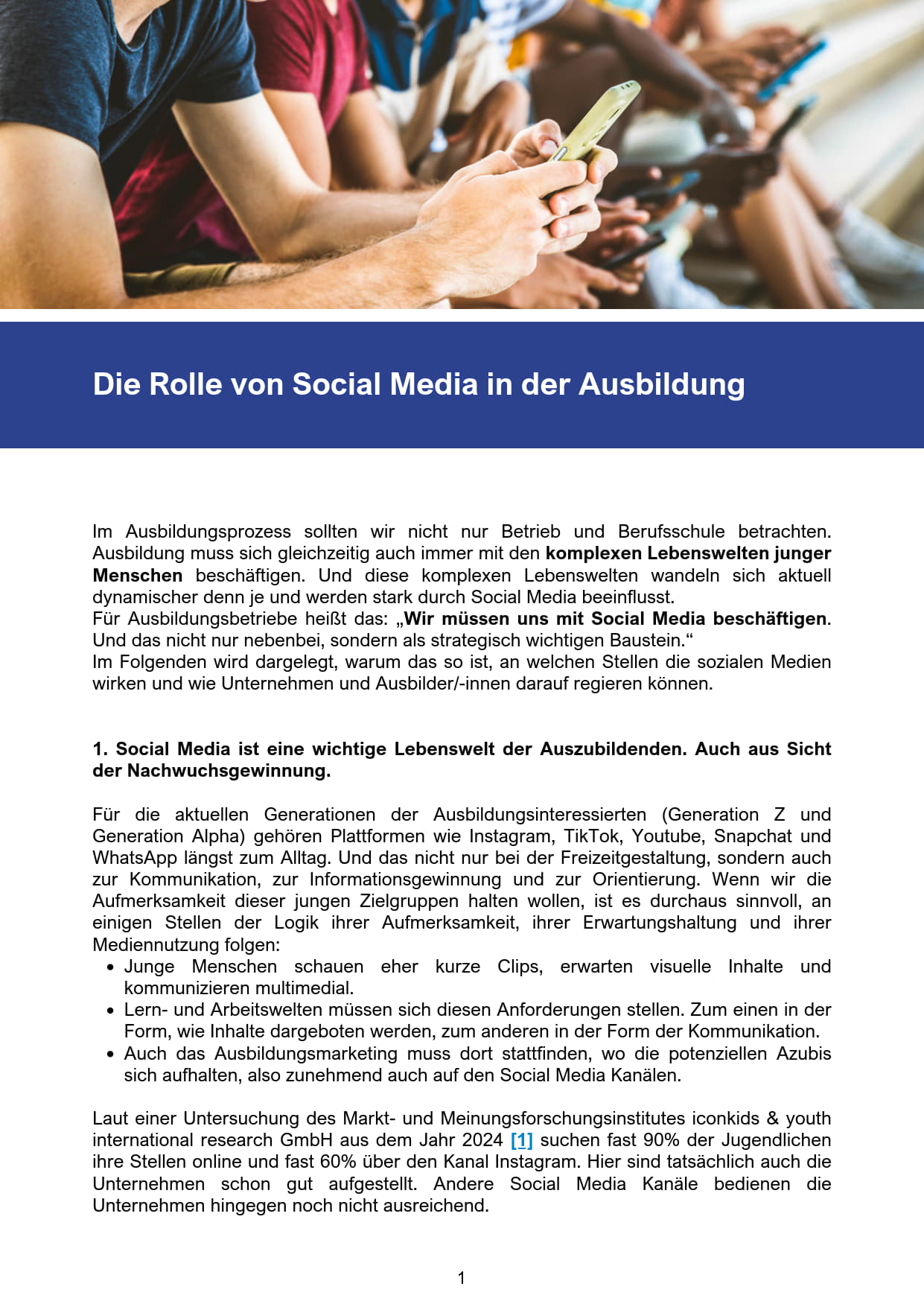 Download Blogbeitrag "Die Rolle von Social Media in der Ausbildung"