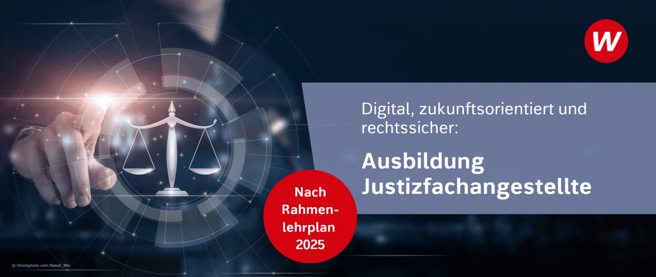 Banner: Ausbildung Justizfachangestellte nach Rahmenlehrplan 2025