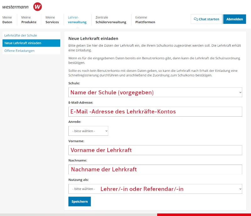 Abbildung 2: Lehrkraft einladen