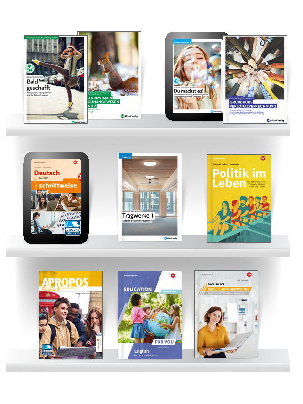 Schmuckbild: Bücherregal mit neuen Schulbüchern für die Berufliche 