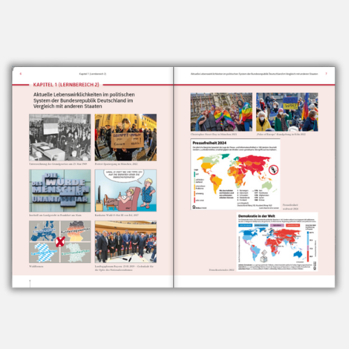 Doppelseite blickwinkel historisch und gegenwartsbezogene Fotos