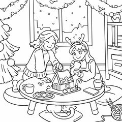 Cozy Time Coloring. Comfy Girl Christmas