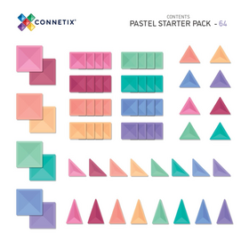 Connetix Magnetbausteine Pastel Starter Pack - Magnetisches Konstruktionsspielzeug - 64 Teile