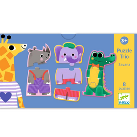 Lernspiel: Puzzle Trio - Savanne - Lernpuzzle ab 3 Jahren
