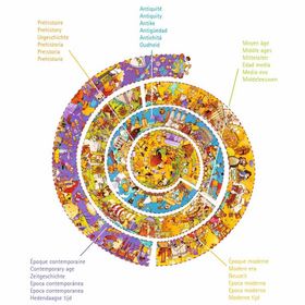 Wimmelpuzzle: Unsere Geschichte + Booklet - Die Spirale der Zeit, von der Urgeschichte bis zur Neuzeit - Puzzle mit 350 Teilen