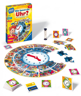Wer kennt die Uhr? - Kinderspiel ab 6 Jahre - Mit Stunden und Minuten spielend durch den Tag