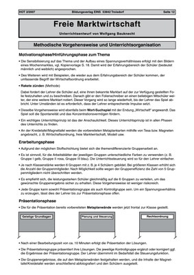 Freie Marktwirtschaft - Unterrichtsentwurf: Verlage Der Westermann Gruppe