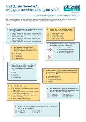 Bist Du Ein Geo Ass Das Quiz Zur Orientierung Im Raum Erdkunde Ab Klasse 5 Verlage Der Westermann Gruppe