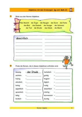 Adjektive mit den Endungen -ig und -lich 2 - Adjektive mit den Endungen ...