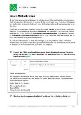 Eine E Mail Schreiben Arbeitsblatt Zur Medienbildung Verlage Der Westermann Gruppe