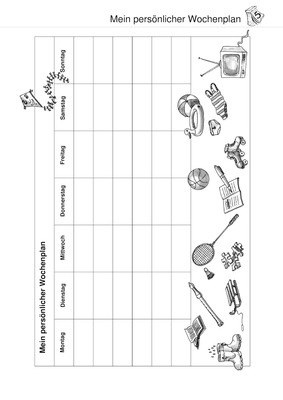 Wochenplan leer zum ausdrucken