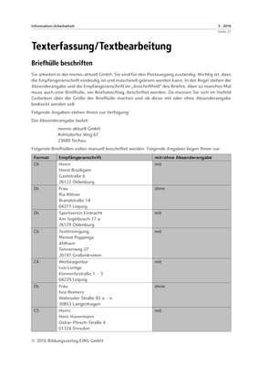 Serienbrief Briefhullen Gestalten Textgestaltung Sofortkorrektur Autorenkorrektur Schreibregeln Texterfassung Arbeitsblatter Verlage Der Westermann Gruppe