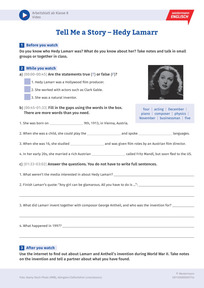 Produktabbildung zu Tell Me a Story ? Hedy Lamarr - Englisch-Arbeitsblatt zum Video zu Hedy Lamarr