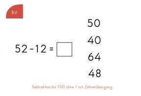 Subtraktion bis 100 - mit und ohne Zehnerüberschreitung, Beispiel 2