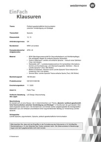 Produktabbildung zu politisch-gesellschaftliche Kommunikation zwischen Verständigung und Strategie | Sprache - 1. BGW (Berufsgenossenschaft für Gesundheitsdienst und Wohlfahrtspflege, Hamburg): Die wichtigsten Regeln für Leichte Sprache (Schaubild) / 2. Gudrun Kellermann: Leichte und einfache Sprache - Versuch einer Definition (Text, 430 Wörter) / 3. Stabsstelle L