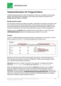 Produktabbildung zu Tabellenkalkulation für Fortgeschrittene - Arbeitsblatt zur Medienbildung