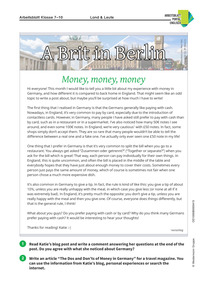 Produktabbildung zu Money, money, money - Englisch-Arbeitsblatt zum Umgang mit Geld in Deutschland