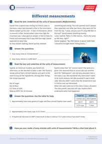 Produktabbildung zu Different measurements - Englisch-Arbeitsblatt zum Thema Maßeinheiten