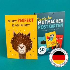 Robuste Postkarten mit liebevollen, handgezeichneten Tier-Illustrationen.