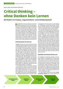 Produktabbildung zu Critical thinking – ohne Denken kein Lernen - Wie fördern wir Analyse-, Argumentations- und Urteilskompetenz?
