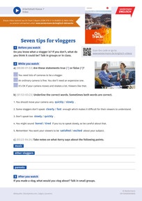 Produktabbildung zu Advice for vloggers - Arbeitsblatt zum Video zum Thema Vloggen