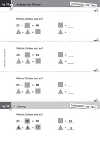 Produktabbildung zu Themenwelt der Zahl: Aufgabe der Woche 39/2014 - Addieren und Subtrahieren bis 20 - Rechnen mit Symbolen