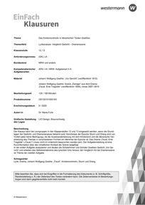 Produktabbildung zu Das Kindsmordmotiv in literarischen Texten Goethes | Lyrikanalyse. Vergleich Gedicht - Dramenszene - Johann Wolfgang Goethe: "Vor Gericht" (veröffentlicht 1815); Johann Wolfgang Goethe: Szene "Zwinger" aus dem Drama "Faust. Eine Tragödie" (veröffentlicht 1808), Verse 3587-3619
