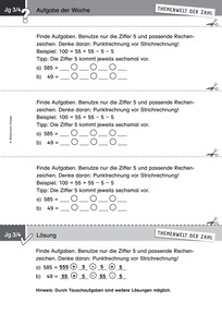 Produktabbildung zu Themenwelt der Zahl: Aufgabe der Woche 06/2017 - Zahlen und Operationen: Ziffern und Rechenzeichen kombinieren (Klasse 3/4)