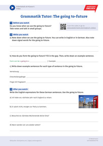 Produktabbildung zu Grammatik Tutor: The going to-future - Englisch-Arbeitsblatt zu Grammatik-Video