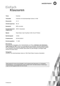 Produktabbildung zu Kurzprosa | Umbrüche in der deutschsprachigen Literatur um 1900 - Robert Walser: Guten Tag Riesin! (1907)