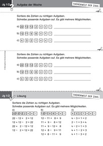 Produktabbildung zu Themenwelt der Zahl: Aufgabe der Woche 23/2015 - Addieren und Subtrahieren bis 100: Zahlen und Zeichen zu Aufgaben sortieren