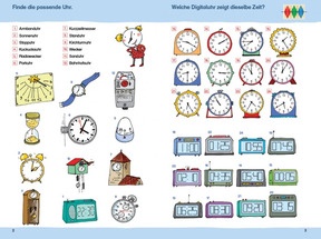 Finde die passende Uhr. & Welche Digitaluhr zeigt dieselbe Zeit?