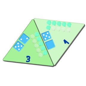 NUMERO Beispielkarten Spiel 4:  Zahlen von 1 bis 10 (Ziffern, Muscheln, Würfelaugen) zuordnen.