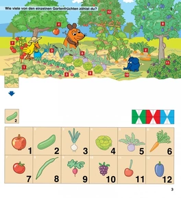 Wie viele von den einzelnen Gartenfrüchten zählst du?