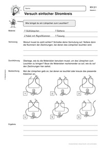 Kopiervorlage "Versuch einfacher Stromkreis"
