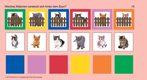 Welches Kätzchen versteckt sich hinter dem Zaun?