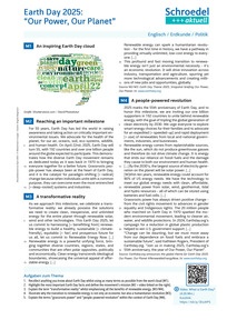 Produktabbildung zu Earth Day 2025: "Our Power, Our Planet" - - Englisch / Erdkunde / Politik ab Klasse 10