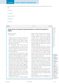 Produktabbildung zu Arbeitsblatt Trump "reclaims" Columbus Day - inkl. Lösungen